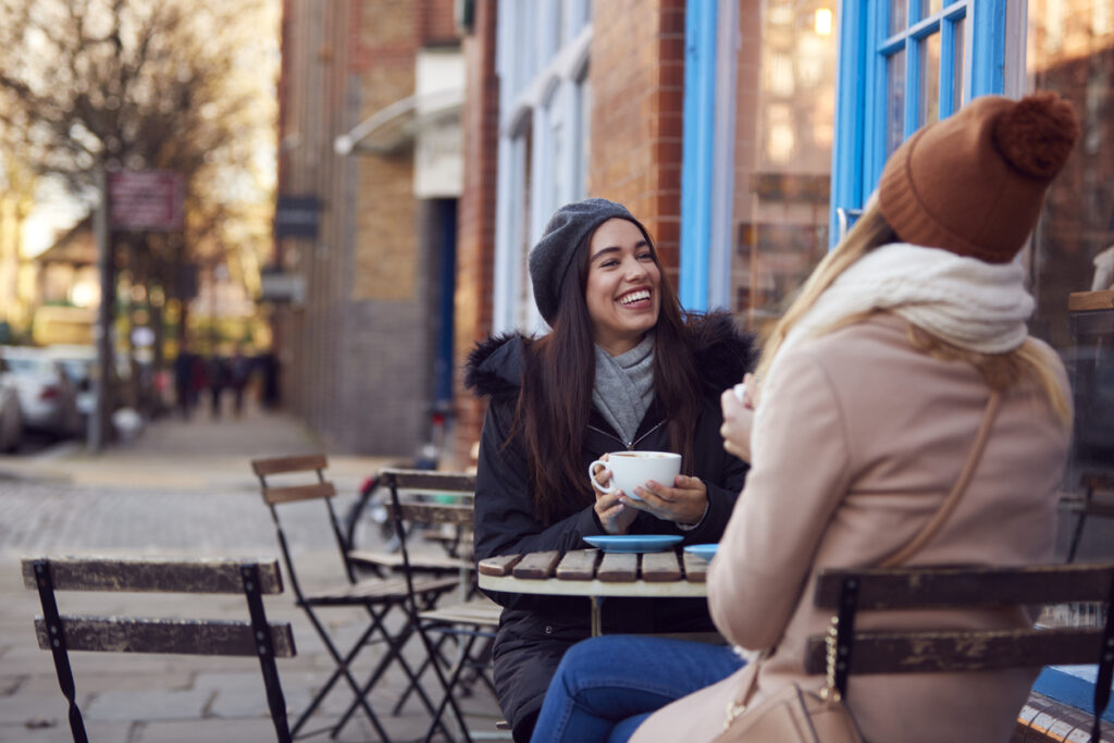 friends having coffee outside