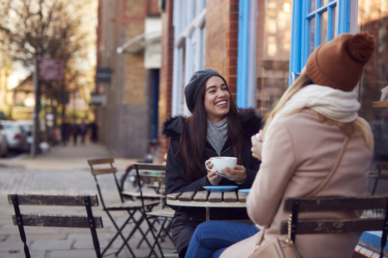 friends having coffee outside