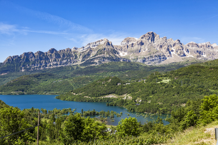 Mountain ridge at the Spanish Pyrenees seen from Panticosa, Huesca, Alto Gallego, Aragon